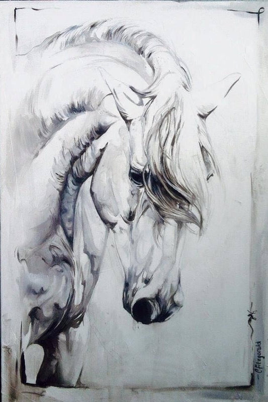 Pause White Spanish Horse Fine Art Print