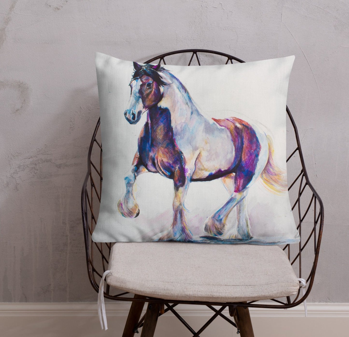 Colourful Cob Horse Art Cushion